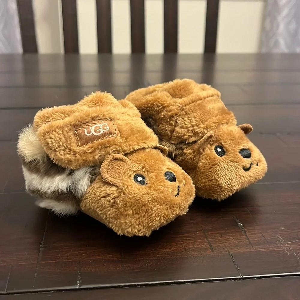 Ugg Australia I Bixbie Teddy Bear Stuffie Booties Boots Shoes Infant Baby Sz 0/1